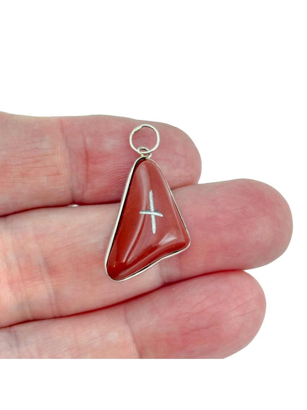 Vintage Sterling Silver 925 Red Coral Pendant